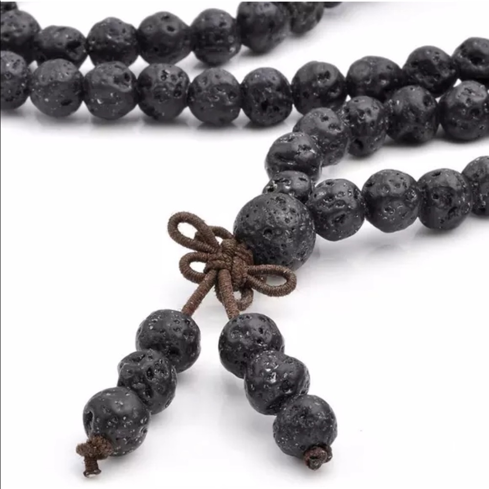Lava Stone GROUNDING Meditation Mala Necklace/bracelet 6mm or 8mm - Picture 3 of 4
